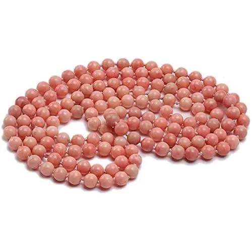 JYXJEWELRY Long Strand Pink Coral Necklace 9mm Handmade Coral Beads Opera Endless Necklace 56''