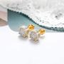 Iced Out Cubic Zirconia Screw Back 18k Gold Plated Round Stud Earring For Men and Women Hypoallergenic Earring TwoTone Micropave Hip Hop Jewelry SENTERIA