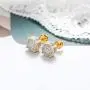 Iced Out Cubic Zirconia Screw Back 18k Gold Plated Round Stud Earring For Men and Women Hypoallergenic Earring TwoTone Micropave Hip Hop Jewelry SENTERIA