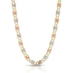 MCS Jewelry 10K Tri-Color Gold, Diamond-Cut Chain Necklace 2MM (Length: 16''-24'')