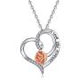 INFUSEU Heart Rose Pendant Necklace Women Sterling Silver I Love You Forever Engraved Jewelry Dainty Flower for Girlfriend Wife Mom Sister Her