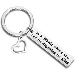 CENWA Kindness Gift Anti Bullying Awareness Gift in A World Where You Can Be Anything Be Kind Keychain Anti-Bullying Motivational Gift School Motto