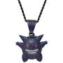 LKV Hip Hop Elf Pokemon Zircon Iced Out CZ Stone Gold Gengar Pendant Necklace