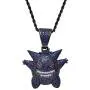 LKV Hip Hop Elf Pokemon Zircon Iced Out CZ Stone Gold Gengar Pendant Necklace