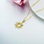 Blocaci 14K Yellow Gold Pendant Necklaces for Women Real Gold Moissanite Sun Necklaces Anniversary Valentines Day