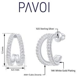 PAVOI 14K Gold Plated Sterling Silver Split Hoop Huggie Earrings in Rose Gold, White Gold and Yellow Gold