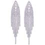 SELOVO Bohemian Clear Crystal Chandelier Tassel Bridal Dangle Drop Earrings Chain Silver Tone