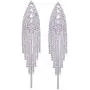 SELOVO Bohemian Clear Crystal Chandelier Tassel Bridal Dangle Drop Earrings Chain Silver Tone SELOVO Bohemian Clear Crystal Chandelier Tassel Bridal Dangle Drop Earrings Chain Silver Tone