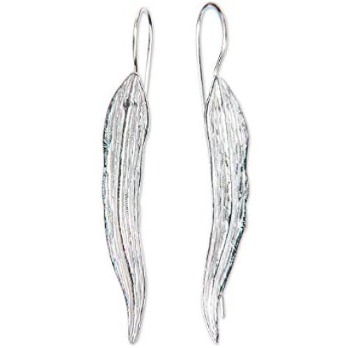 NOVICA .925 Sterling Silver Drop Earrings Willow Leaf