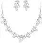 EVER FAITH Womens Simulated Pearl Vine Leaf Bowknot Necklace Earrings Set