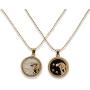 Burpada 2 Pcs Zodiac Coin Necklace 12 Constellation 14K Gold Plated Round Pendant Astrology Horoscope Necklace Gift for Women Girl