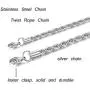 LOYALLOOK 2.5-5MM Twist Rope Chain Stainless Steel Necklace 16-32 Inches Men Women Jewelry, Silver Tone