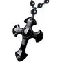 Obsidian crystal cross Amulet necklace pendant with adjustable bead chain for women or men Obsidian crystal cross Amulet necklace pendant with adjustable bead chain for women or men