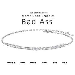 S925 Sterling Silver Morse Code Sterling Silver Bracelets Gift for Women