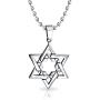 Bling Jewelry Large Religious Magen Judaic Jewish Hanukkah Star of David Pendant Necklace for Men for Bar Mitzvah 925 Sterling Silver