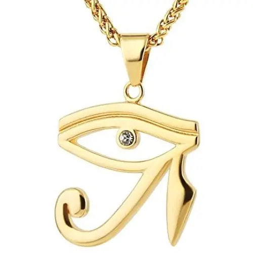 HZMAN CZ Eye of Horus Egypt Protection Pendant on Stainless steel Necklace Ancient Egyptian Symbol of Protection HZMAN CZ Eye of Horus Egypt Protection Pendant on Stainless steel Necklace Ancient Egyptian Symbol of Protection