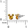Disney Silver Plate Mickey Mouse Crystal Birthstone Stud Earrings