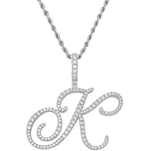 GUCY Large Initial Pendant Necklace Women Gold Silver Cubic Zirconia Big Letter Pendant Necklace Stainless Steel Rope Chain GUCY Large Initial Pendant Necklace Women Gold Silver Cubic Zirconia Big Letter Pendant Necklace Stainless Steel Rope Chain
