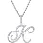 GUCY Large Initial Pendant Necklace Women Gold Silver Cubic Zirconia Big Letter Pendant Necklace Stainless Steel Rope Chain