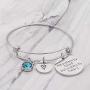 Adjustable Sister Birthstone Bracelet Not Sisters By Blood But Sisters By Heart Charm Bangle for Sister Best Friend Birthday Jewelry Gift