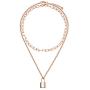 BaubleStar Link Layered Lock Necklace Stainless Steel Paperclip Chain Fashion Jewelry