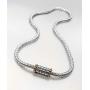 Artisanal Designer Balinese Kali Dots Magnetic Barrel Clasp Silver Cable Chain Necklace