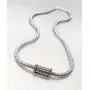 Artisanal Designer Balinese Kali Dots Magnetic Barrel Clasp Silver Cable Chain Necklace Artisanal Designer Balinese Kali Dots Magnetic Barrel Clasp Silver Cable Chain Necklace