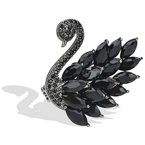 Swan Brooch Pins for Women White Black Swan Pins Crystal Cubic Zirconia Bird Brooch Breastpin for Bridal Girls Bouquet Wedding Jewelry