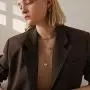 micuco 14K Gold Plated Layered Necklace Lock Heart Bean Disc Pendant Long Chain Dainty Statement Choker for Women Adjustable Multi Layer Necklace