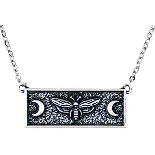 Mysterious Skull Moth Pendant Death Head Butterfly Necklace Crescent Moon Ethnic Gothic Jewelry