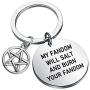 CENWA Supernatural Inspired Jewelry Supernatural Quote My Fandom Will Salt and Burn Your Fandom Keychain SPN Jewelry Gift for Supernatural Fans Sam Dean Winchester Gift