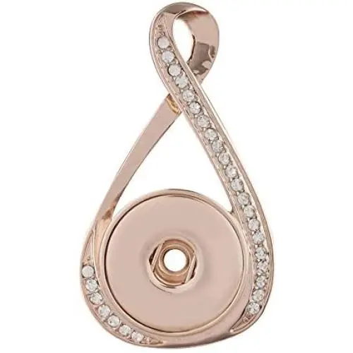My Prime Gifts Snap Jewelry Rose Gold Rhinestone Infinity Pendant Holds18-20mm My Prime Gifts Snap Jewelry Rose Gold Rhinestone Infinity Pendant Holds18-20mm