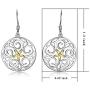 Filigree Flower Dangle Drop Earrings 925 Sterling Silver Bohemian Womans Jewelry Gifts