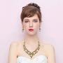 BriLove Womens Costume Elegant Crystal Teardrop Cluster Statement Necklace Dangle Earrings Set
