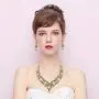 BriLove Womens Costume Elegant Crystal Teardrop Cluster Statement Necklace Dangle Earrings Set BriLove Womens Costume Elegant Crystal Teardrop Cluster Statement Necklace Dangle Earrings Set