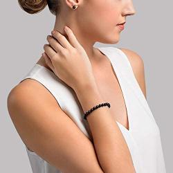 THE PEARL SOURCE 14K Gold 6-6.5mm Round Black Japanese Akoya Saltwater Cultured Pearl Bracelet for Women