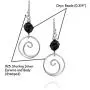 Natural Black Onyx on a nature inspired 925 Sterling Silver Round Frame Dangle Drop Earrings