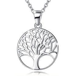 Agvana Sterling Silver Necklace for Women Family Tree of Life Pendant Dainty Jewelry Anniversary Birthday Mothers Day Gifts for Mom Her Teen Girls Mom Grandma Wife Sister Daughter with Jewelry Box