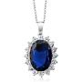925 Sterling Silver Blue Simulated Sapphire Pendant Necklace and Earrings Set Bundle