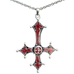 St peter inverted Upside down Gothic Jewelry Cross Silver Pewter Pendant Necklace Charm Amulet w chain