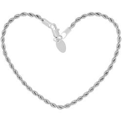 Lifetime Jewelry 3mm Rope Chain Bracelet 24k Real Gold Plated for Women and Men 7'' 8'' and 9''