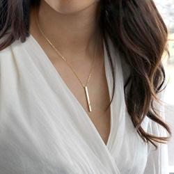 Personalized Vertical Bar Necklace Coordinate Jewelry Anniversary Gifts for Her Roman Numeral Graduation Gift Engraved 3D Necklaces for Women Initial Necklace - 4SBN