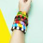 YBMYCM Rainbow Bracelet - Enamel Tile Bracelet Stackable Colorful Beads Stretch Bangle for Women Men Girls
