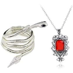 YouU 2 Pcs City of Bones Isabelle Lightwoods Electrum Whip Serpent Snake Bracelet and Necklace Set with Storage Box