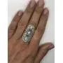 Koral Jewelry Moonstone 3 Stones Lace Ring 925 Sterling Silver Vintage Tribal Gipsy Boho Look US Size 6 7 8 9 10