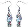 Puzzled Sparkling Flip Flop Necklace and Earrings Set Charming Necklace and Earring Set - Beach Theme - Aqua Jewelry Always Unique Gift - Item #K6302-6352