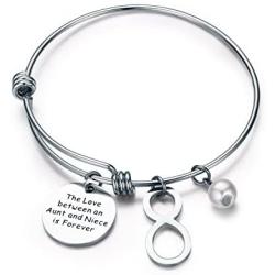CJ&M Aunt Niece Bracelet Bangle Bracelet - Aunt Jewelry- Bracelets for Aunts and Nieces-Gift for Special Aunt & Niece