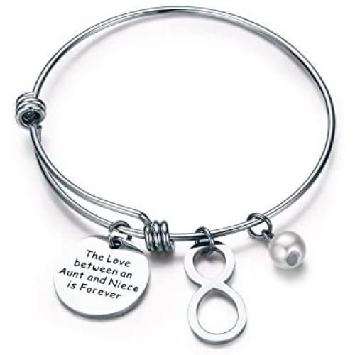 CJ&M Aunt Niece Bracelet Bangle Bracelet - Aunt Jewelry- Bracelets for Aunts and Nieces-Gift for Special Aunt & Niece