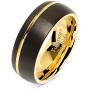 100S JEWELRY Tungsten Rings For Men Wedding Bands 14K Gold Plated Jewelry Brushed Black Size 8-16