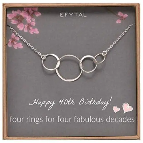 EFYTAL 40th Birthday gifts for women, Sterling Silver Four Circle Necklace For Her 4 Decade Jewelry 40 Years Old EFYTAL 40th Birthday gifts for women, Sterling Silver Four Circle Necklace For Her 4 Decade Jewelry 40 Years Old